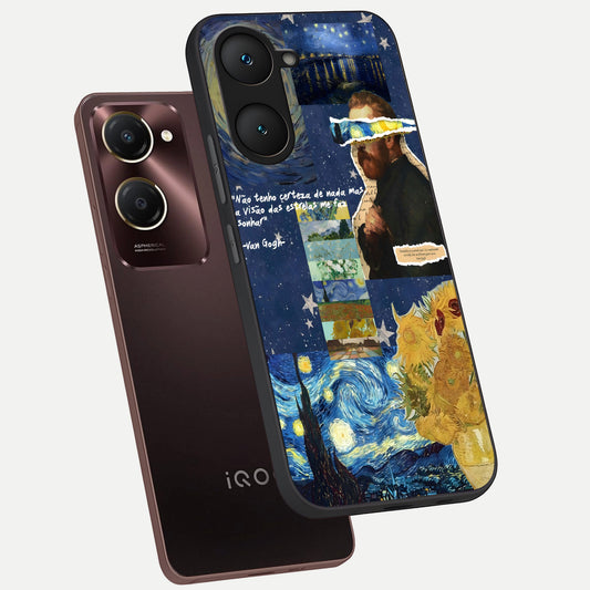  Starry Dream Vision phone case for iQOO Z9 lite showing premium glass back cover with detailed artwork