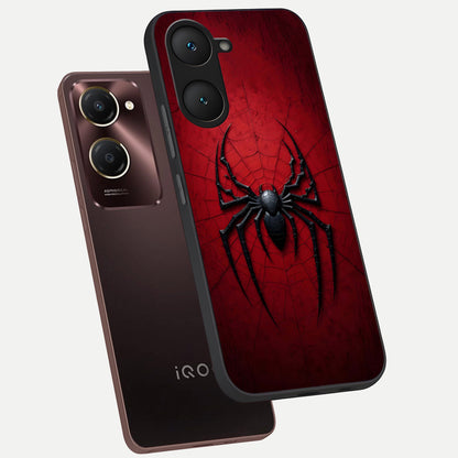  Superhero Web Emblem phone case for iQOO Z9 lite showing premium glass back cover with detailed artwork