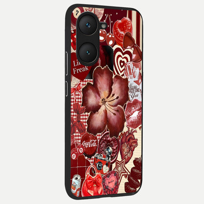  Aesthetic Little Freak back cover for iQOO Z9 lite slim fit glass case with vibrant aesthetic design