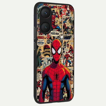  Aesthetic Spider back cover for iQOO Z9 lite slim fit glass case with vibrant aesthetic design