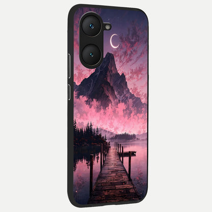  Beautiful Mountain View back cover for iQOO Z9 lite slim fit glass case with vibrant aesthetic design