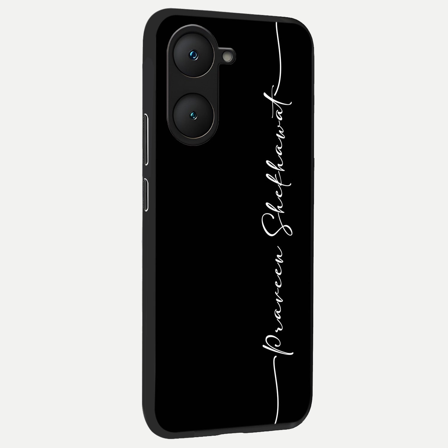  Black Tune Custom Name back cover for iQOO Z9 lite slim fit glass case with vibrant aesthetic design
