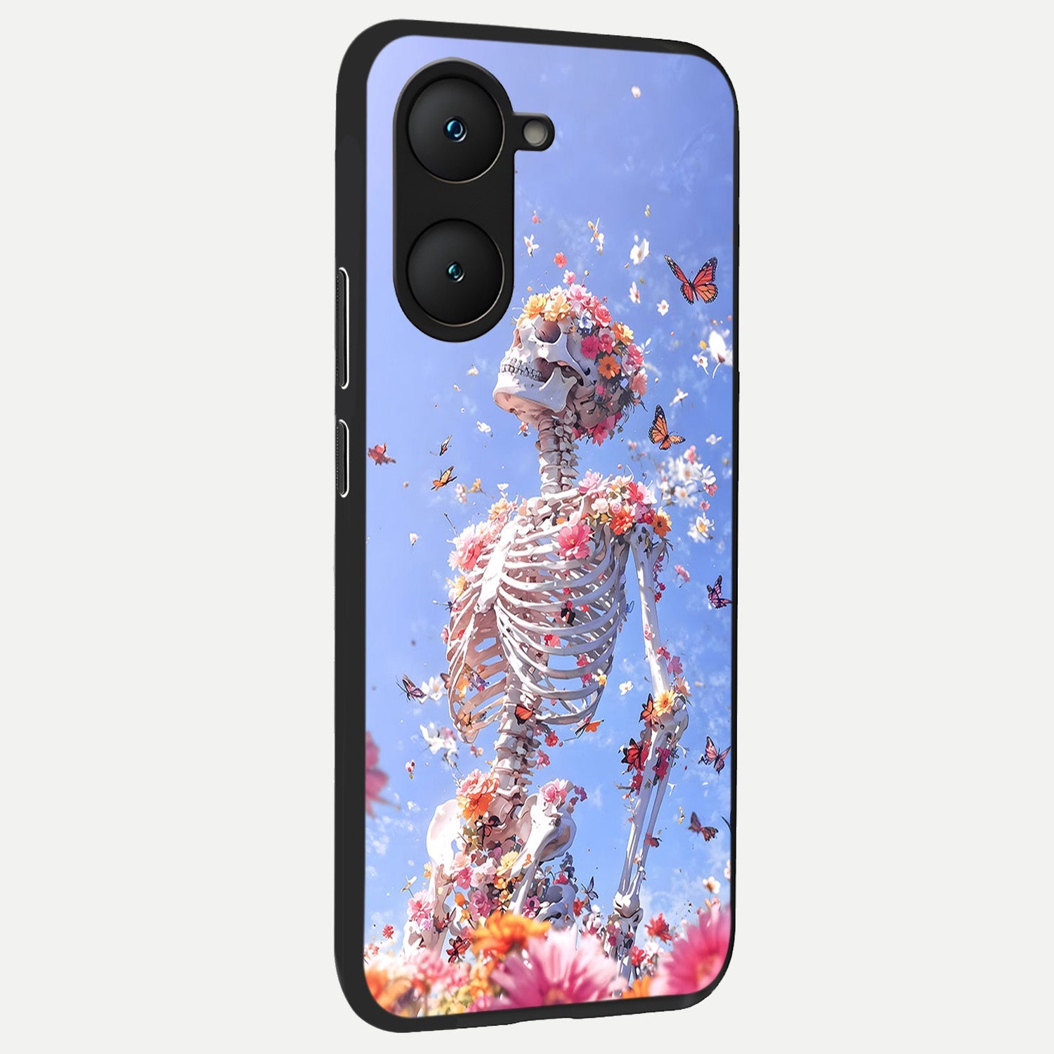  Bloom Beyond Bones back cover for iQOO Z9 lite slim fit glass case with vibrant aesthetic design