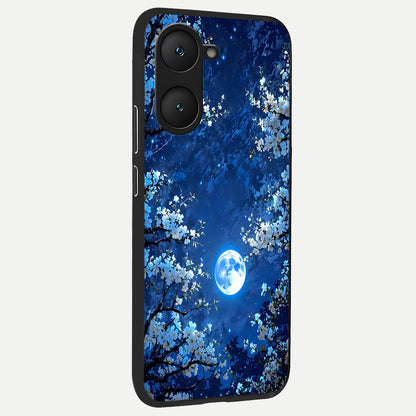  Blossom Moonlight Sky back cover for iQOO Z9 lite slim fit glass case with vibrant aesthetic design