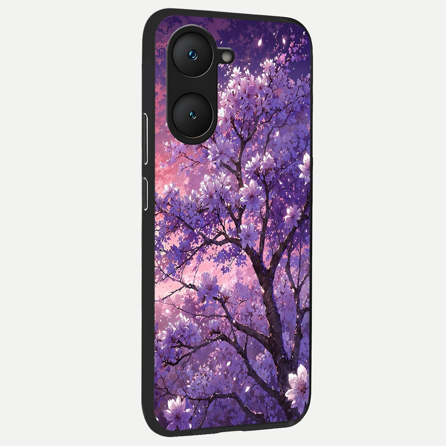  Blossom Tree back cover for iQOO Z9 lite slim fit glass case with vibrant aesthetic design