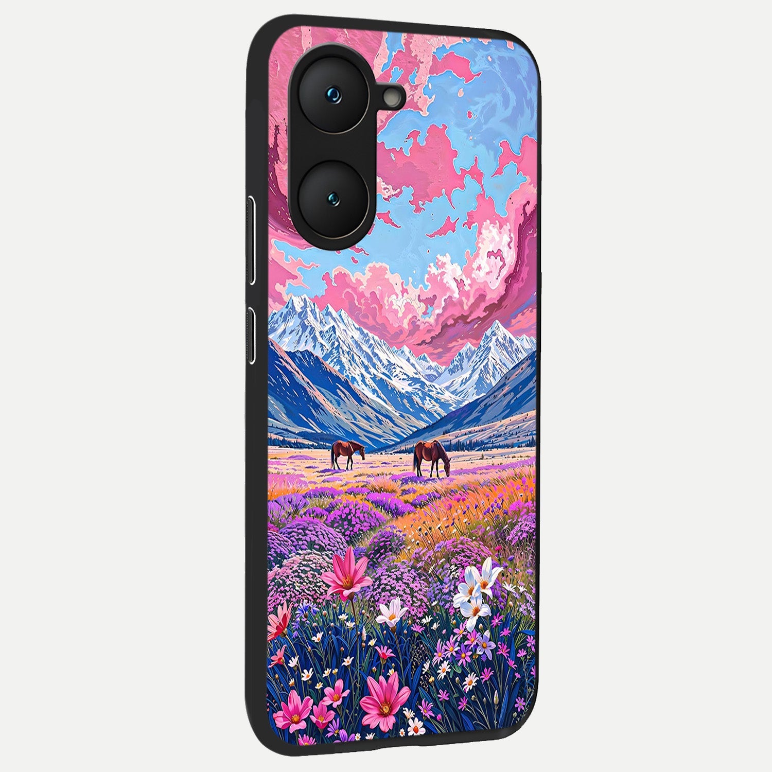  Blossom Valley Dream back cover for iQOO Z9 lite slim fit glass case with vibrant aesthetic design