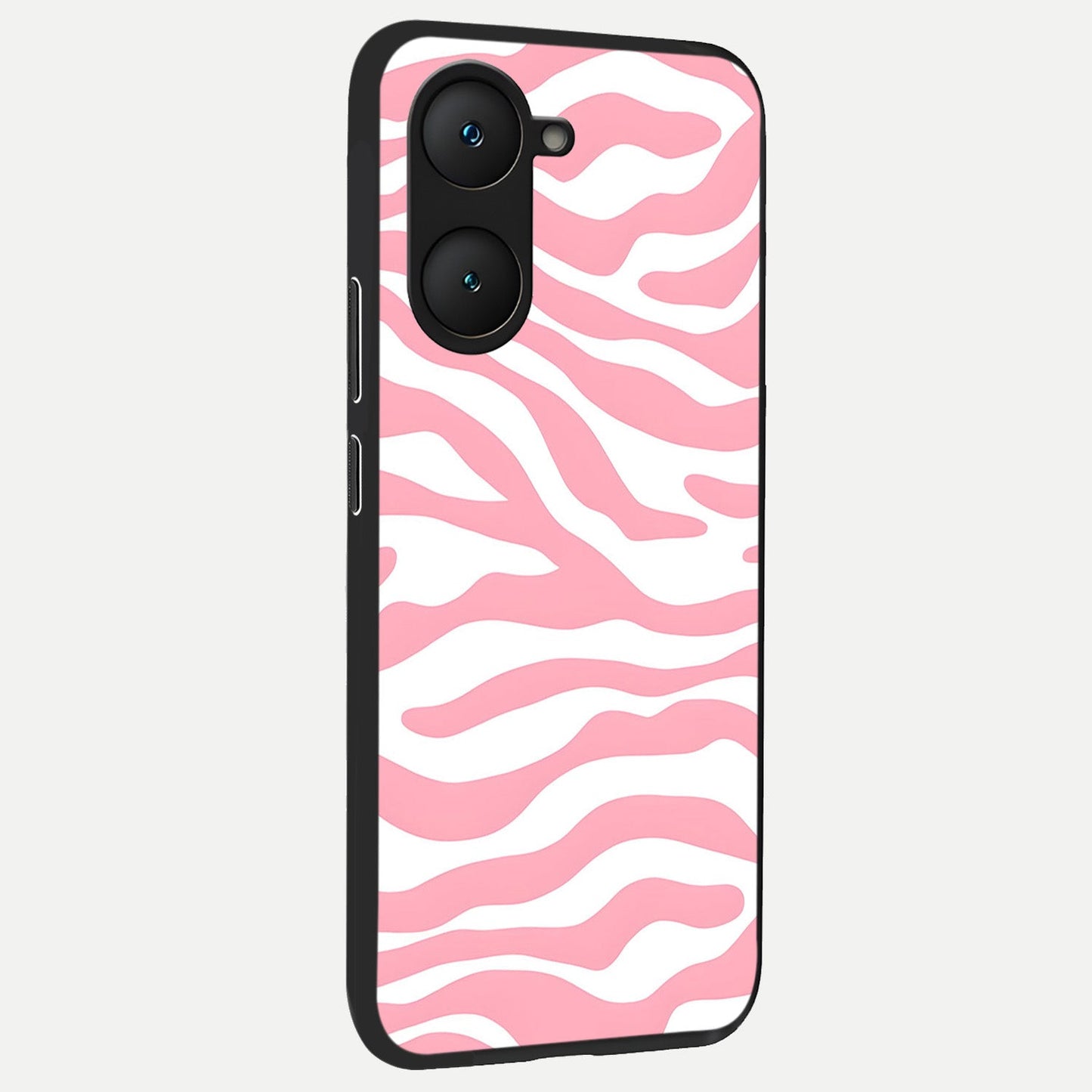  Blush Zebra Flow back cover for iQOO Z9 lite slim fit glass case with vibrant aesthetic design