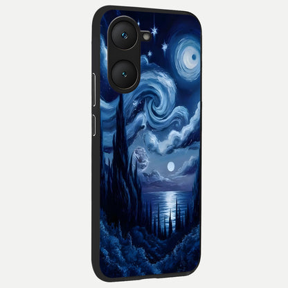  Celestial Dream Van Gogh back cover for iQOO Z9 lite slim fit glass case with vibrant aesthetic design