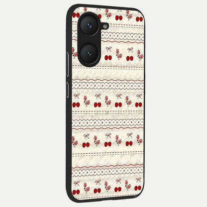  Cherry Bloom Charm back cover for iQOO Z9 lite slim fit glass case with vibrant aesthetic design