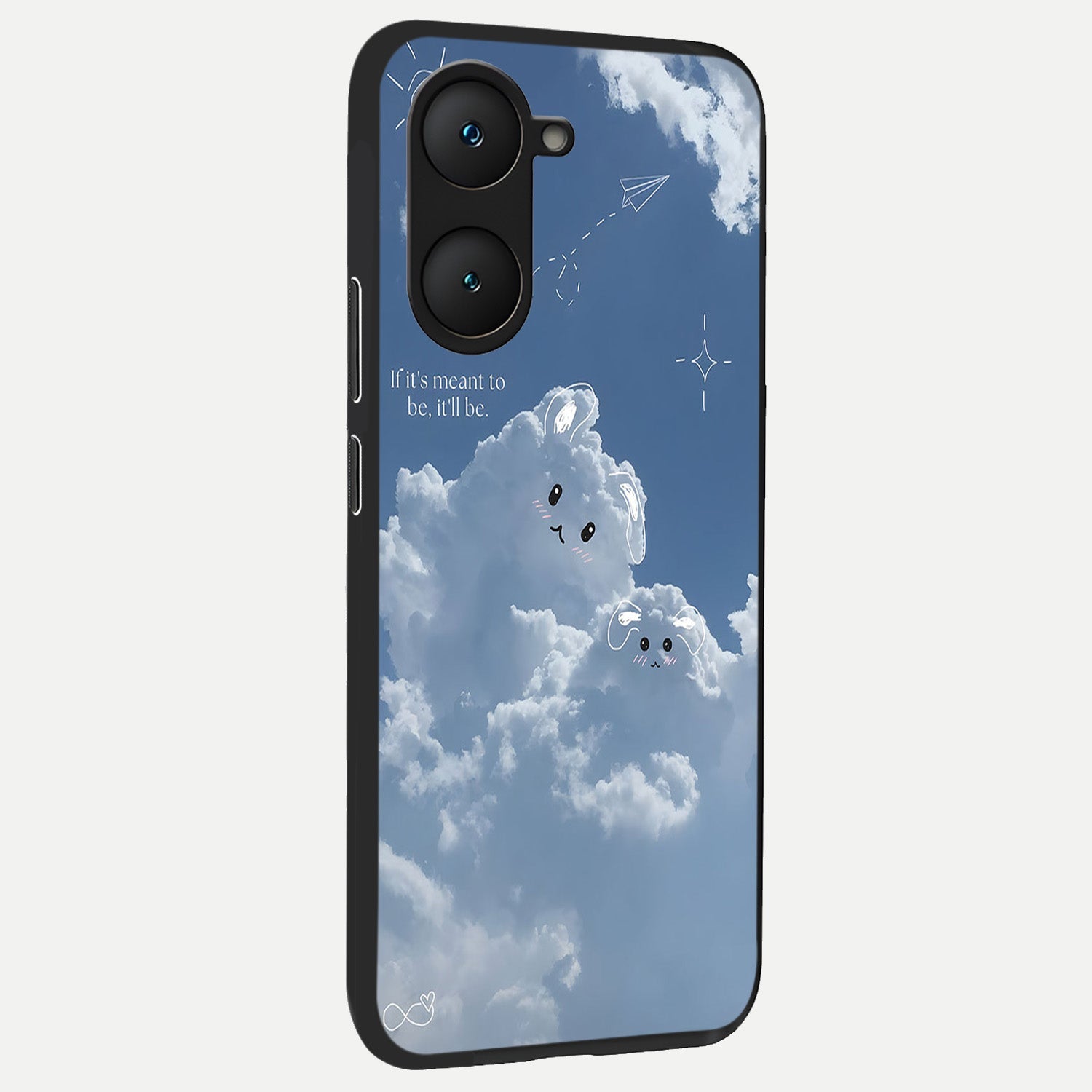  Cloud Bunny Dreams back cover for iQOO Z9 lite slim fit glass case with vibrant aesthetic design