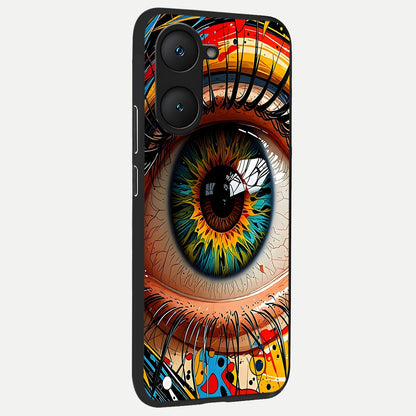  Colorful Eye back cover for iQOO Z9 lite slim fit glass case with vibrant aesthetic design