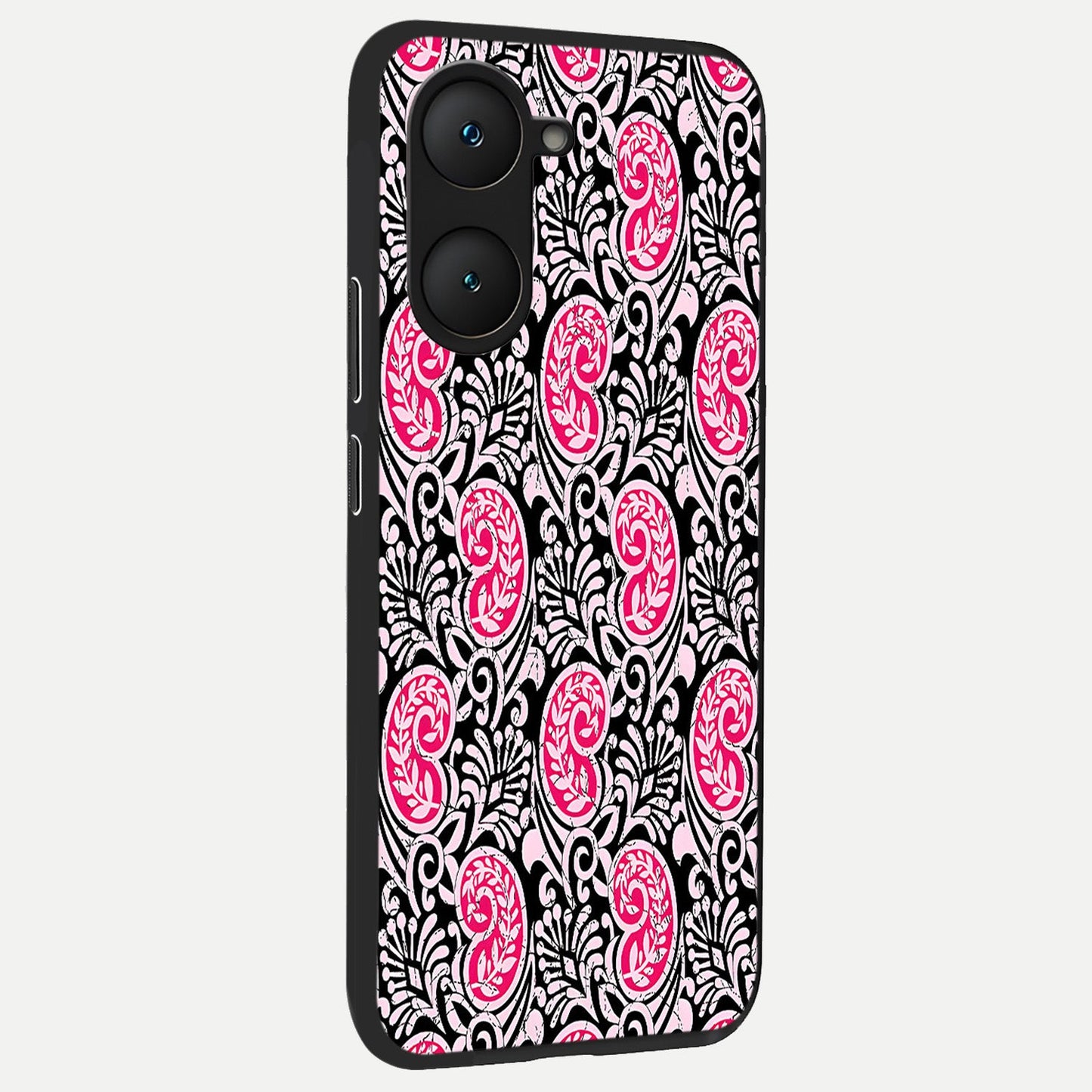  Crimson Paisley Charm back cover for iQOO Z9 lite slim fit glass case with vibrant aesthetic design