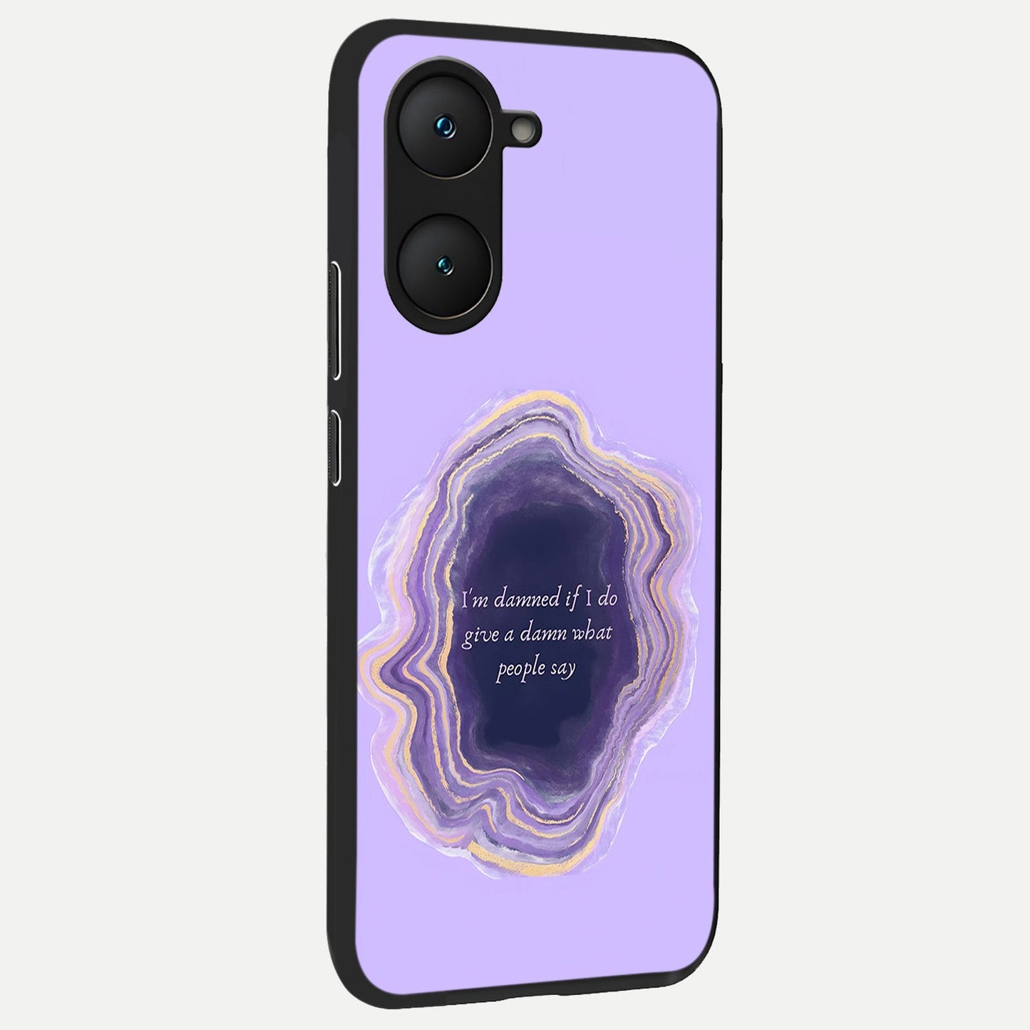  Damned People Quote back cover for iQOO Z9 lite slim fit glass case with vibrant aesthetic design