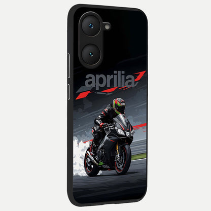  Dark Aprilla back cover for iQOO Z9 lite slim fit glass case with vibrant aesthetic design