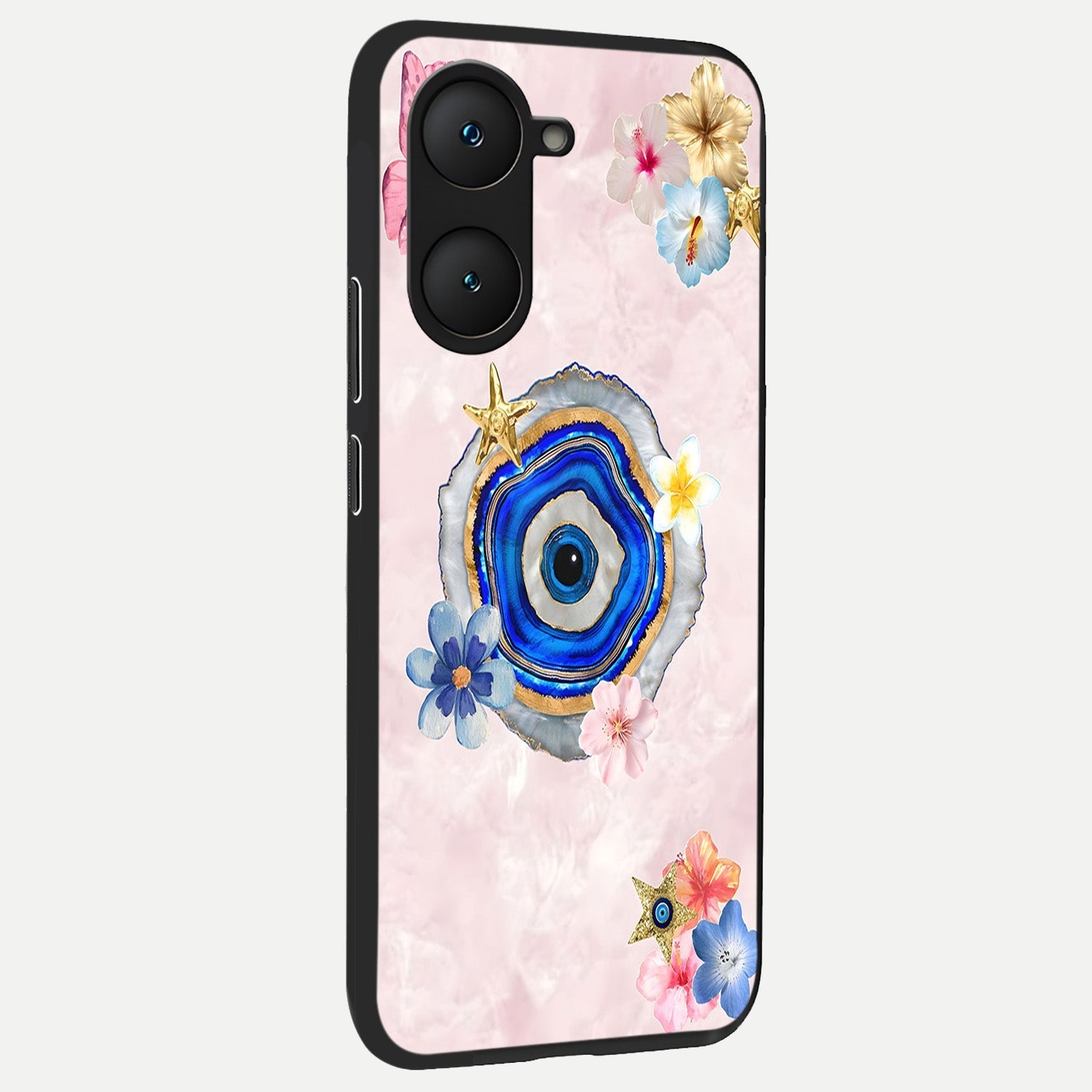  Divine Aura Bloom back cover for iQOO Z9 lite slim fit glass case with vibrant aesthetic design