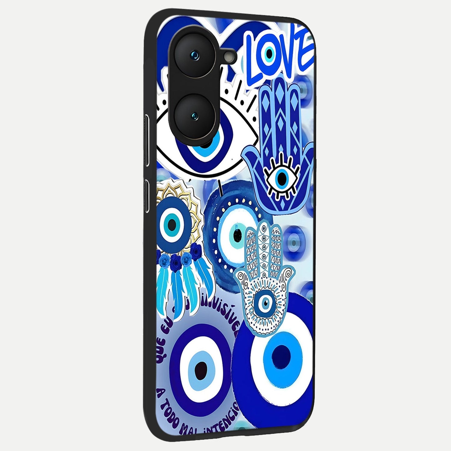  Evil Eyes Dream back cover for iQOO Z9 lite slim fit glass case with vibrant aesthetic design