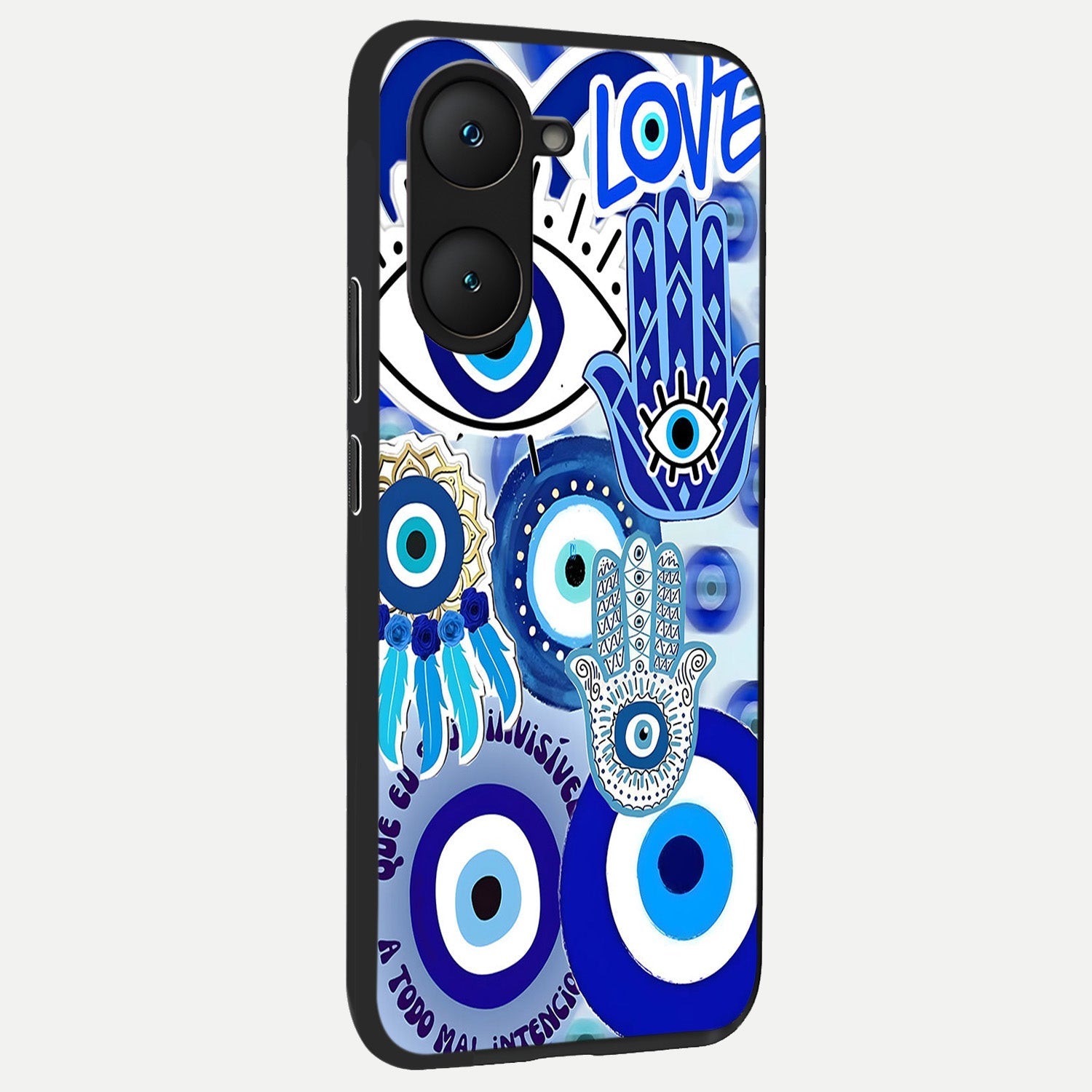  Evil Eyes Dream back cover for iQOO Z9 lite slim fit glass case with vibrant aesthetic design