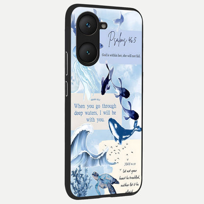  Faithful Ocean Promise back cover for iQOO Z9 lite slim fit glass case with vibrant aesthetic design