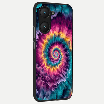  Galactic Spiral Burst back cover for iQOO Z9 lite slim fit glass case with vibrant aesthetic design