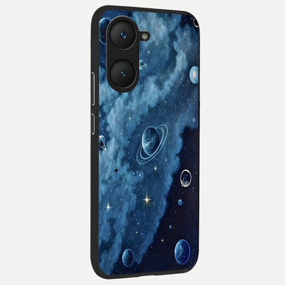  Galaxy Dream Space back cover for iQOO Z9 lite slim fit glass case with vibrant aesthetic design