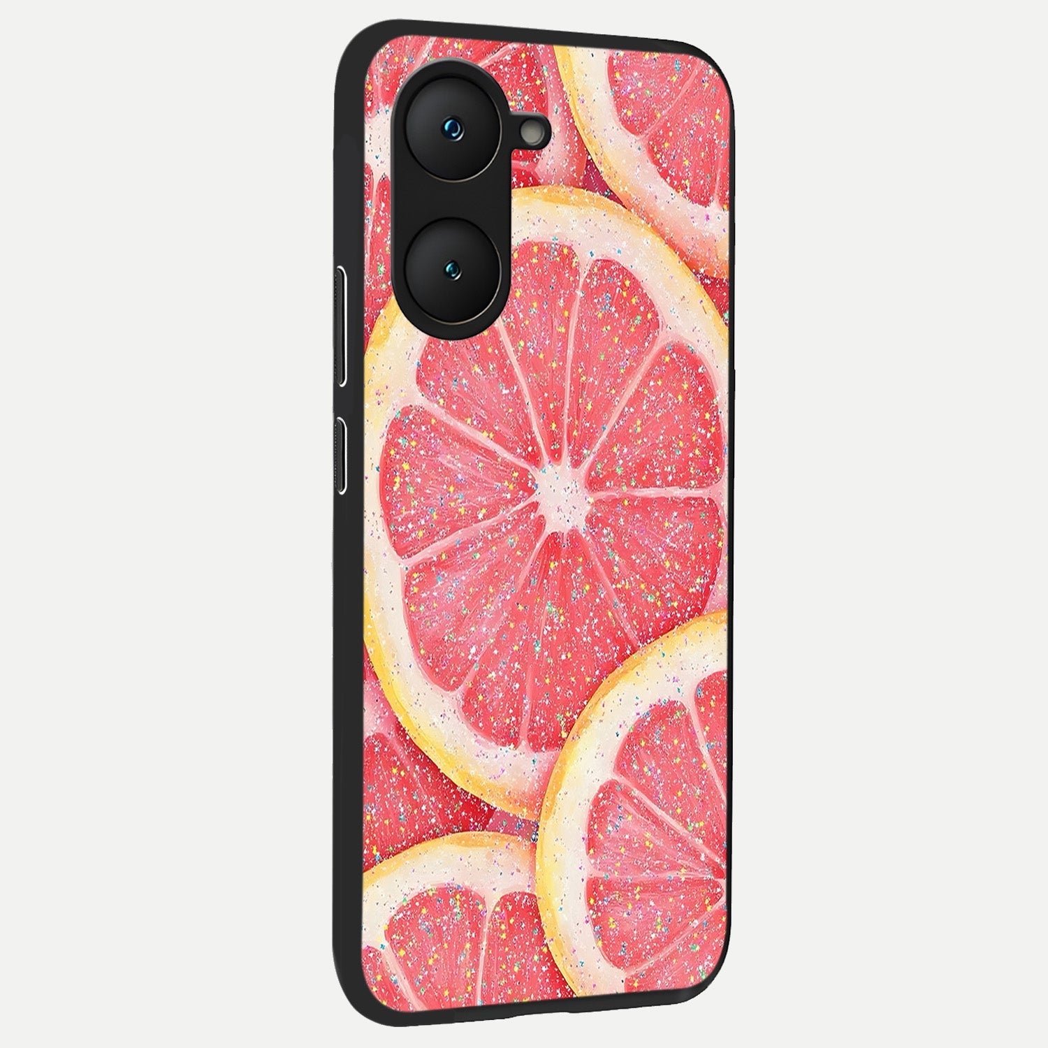 Glitter Grapefruit back cover for iQOO Z9 lite slim fit glass case with vibrant aesthetic design