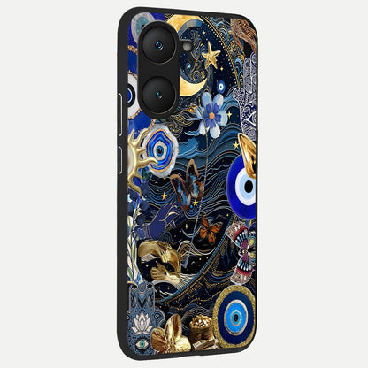 Golden Moon Magic back cover for iQOO Z9 lite slim fit glass case with vibrant aesthetic design