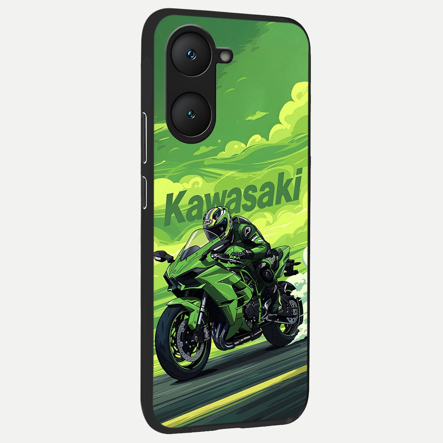  Greenery Sky back cover for iQOO Z9 lite slim fit glass case with vibrant aesthetic design