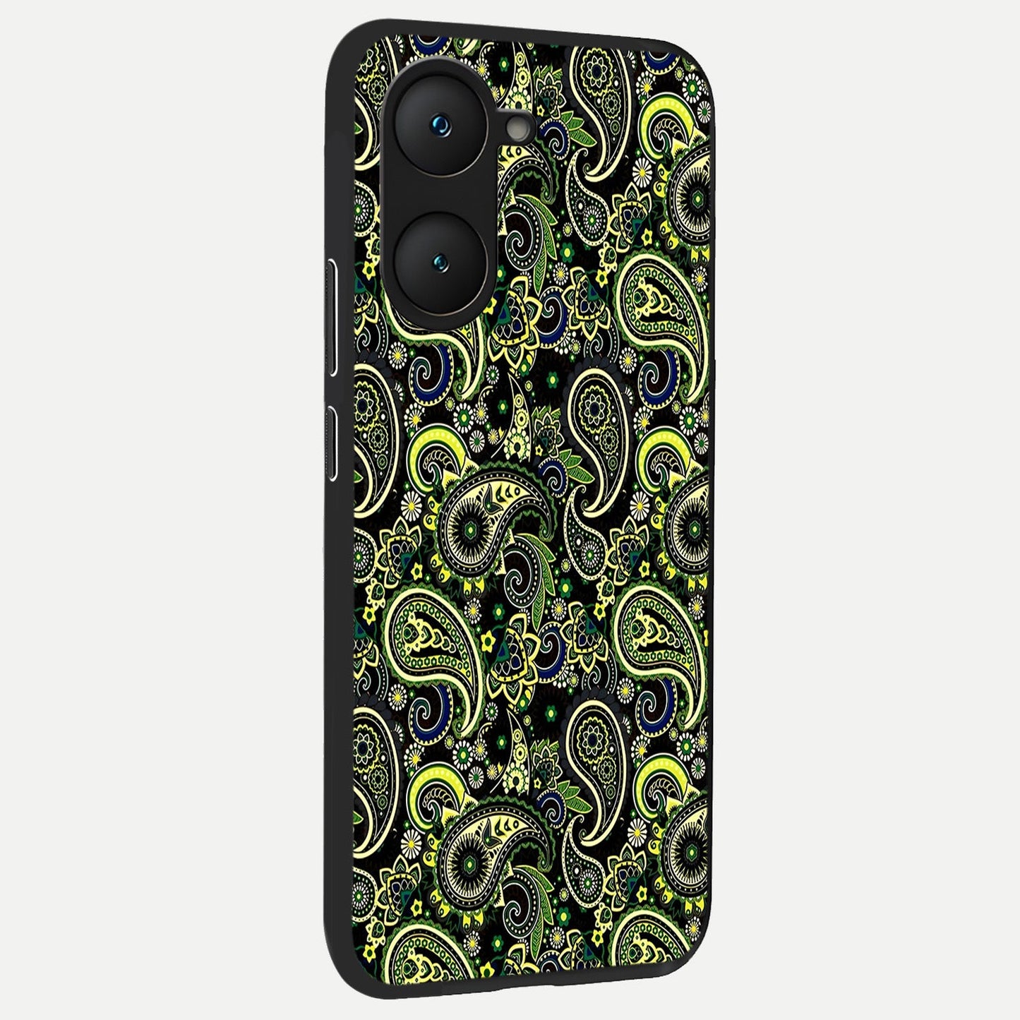  Green Lemon back cover for iQOO Z9 lite slim fit glass case with vibrant aesthetic design