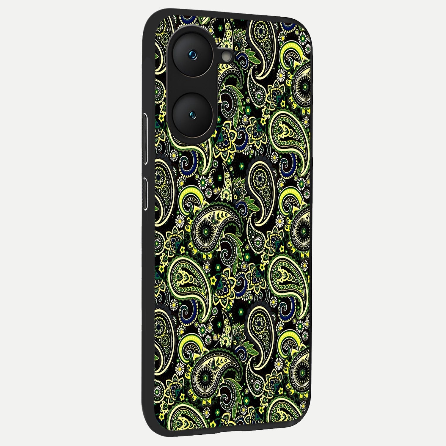  Green Lemon back cover for iQOO Z9 lite slim fit glass case with vibrant aesthetic design