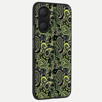  Green Lemon back cover for iQOO Z9 lite slim fit glass case with vibrant aesthetic design