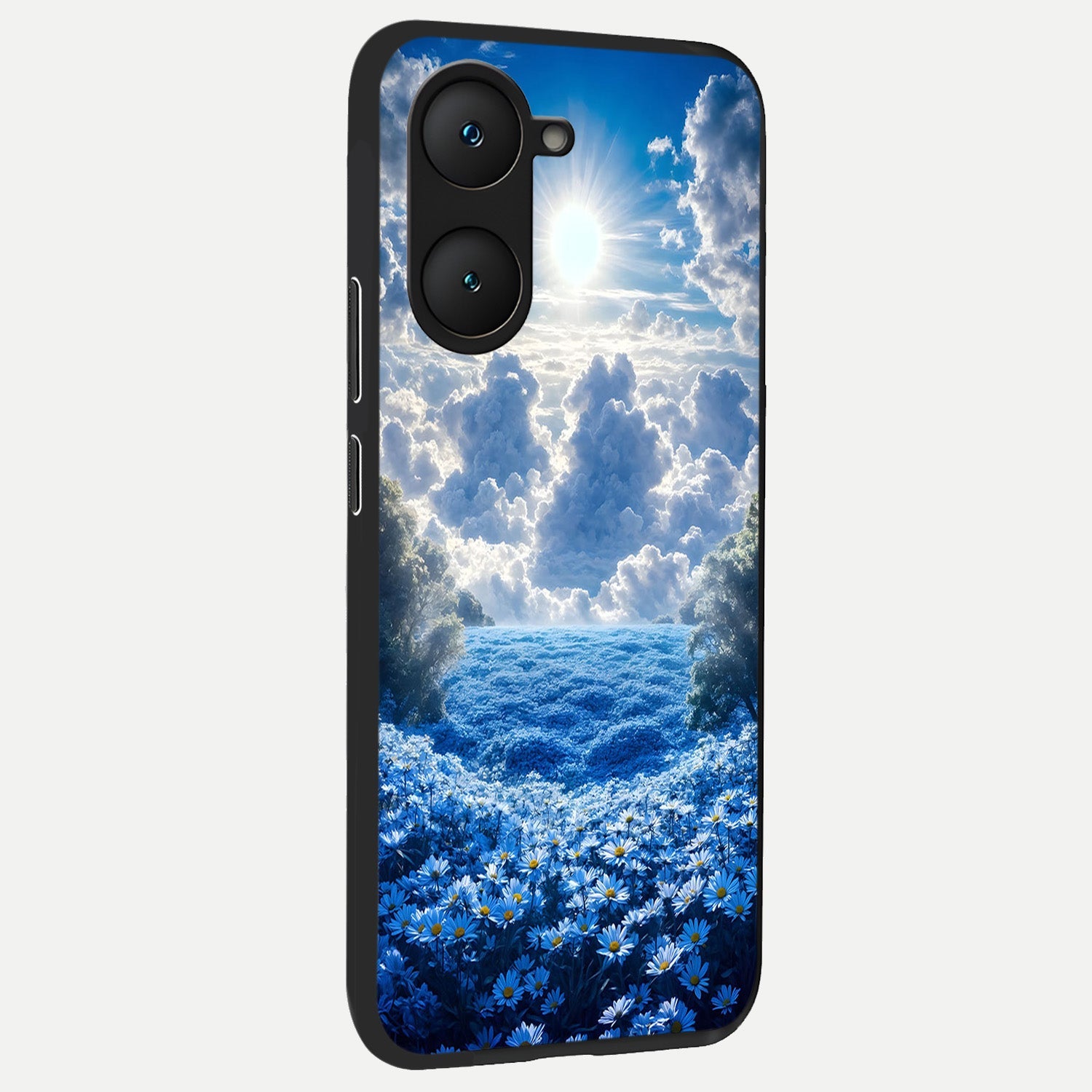  Heavenly Daisy Horizon back cover for iQOO Z9 lite slim fit glass case with vibrant aesthetic design
