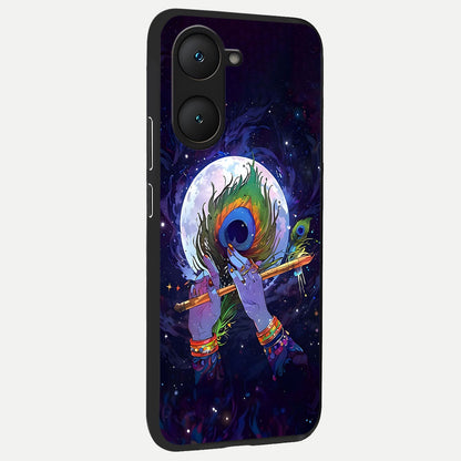  Krishna Hands Art back cover for iQOO Z9 lite slim fit glass case with vibrant aesthetic design