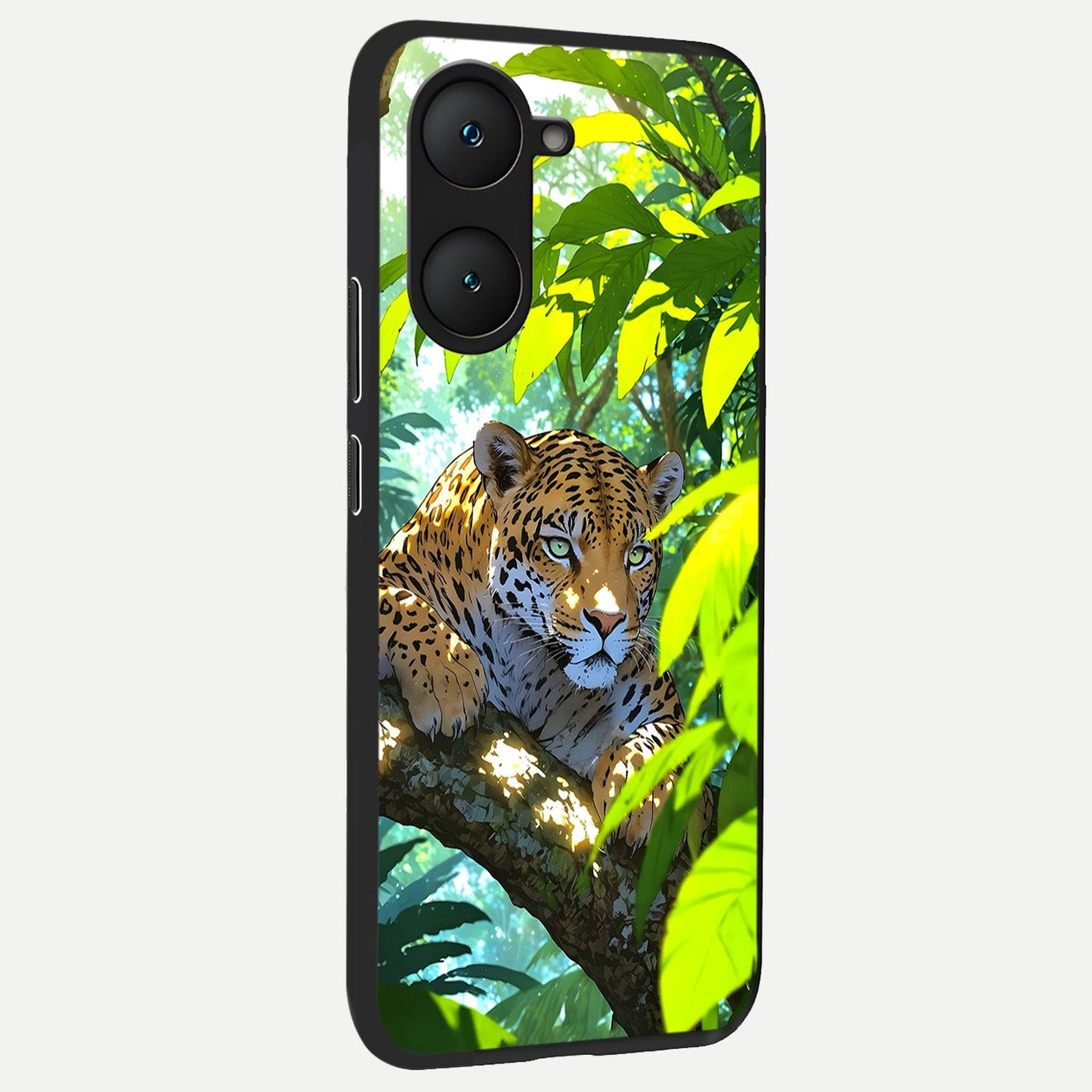  Leopard in Jungle back cover for iQOO Z9 lite slim fit glass case with vibrant aesthetic design