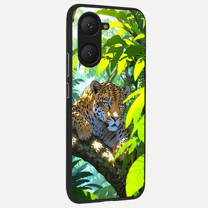 Leopard in Jungle back cover for iQOO Z9 lite slim fit glass case with vibrant aesthetic design