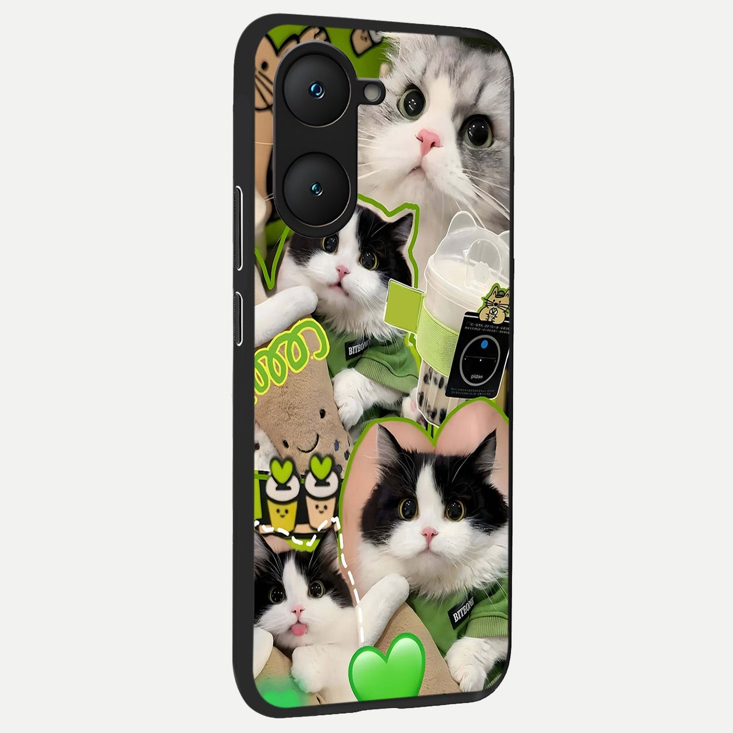  Matcha Cats Mood back cover for iQOO Z9 lite slim fit glass case with vibrant aesthetic design