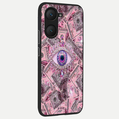  Money Eye Luxe back cover for iQOO Z9 lite slim fit glass case with vibrant aesthetic design