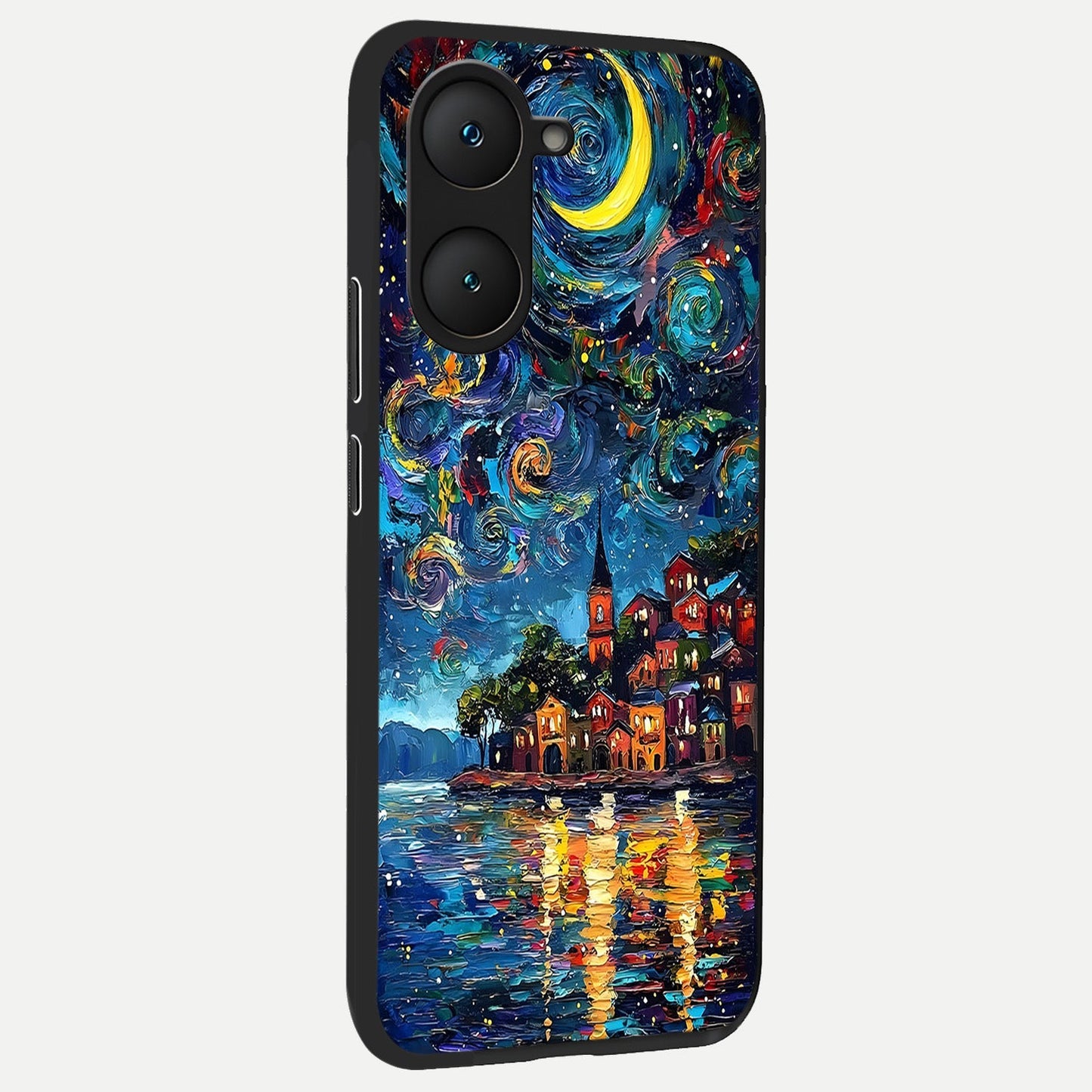  Moonlight Harbor Glow back cover for iQOO Z9 lite slim fit glass case with vibrant aesthetic design