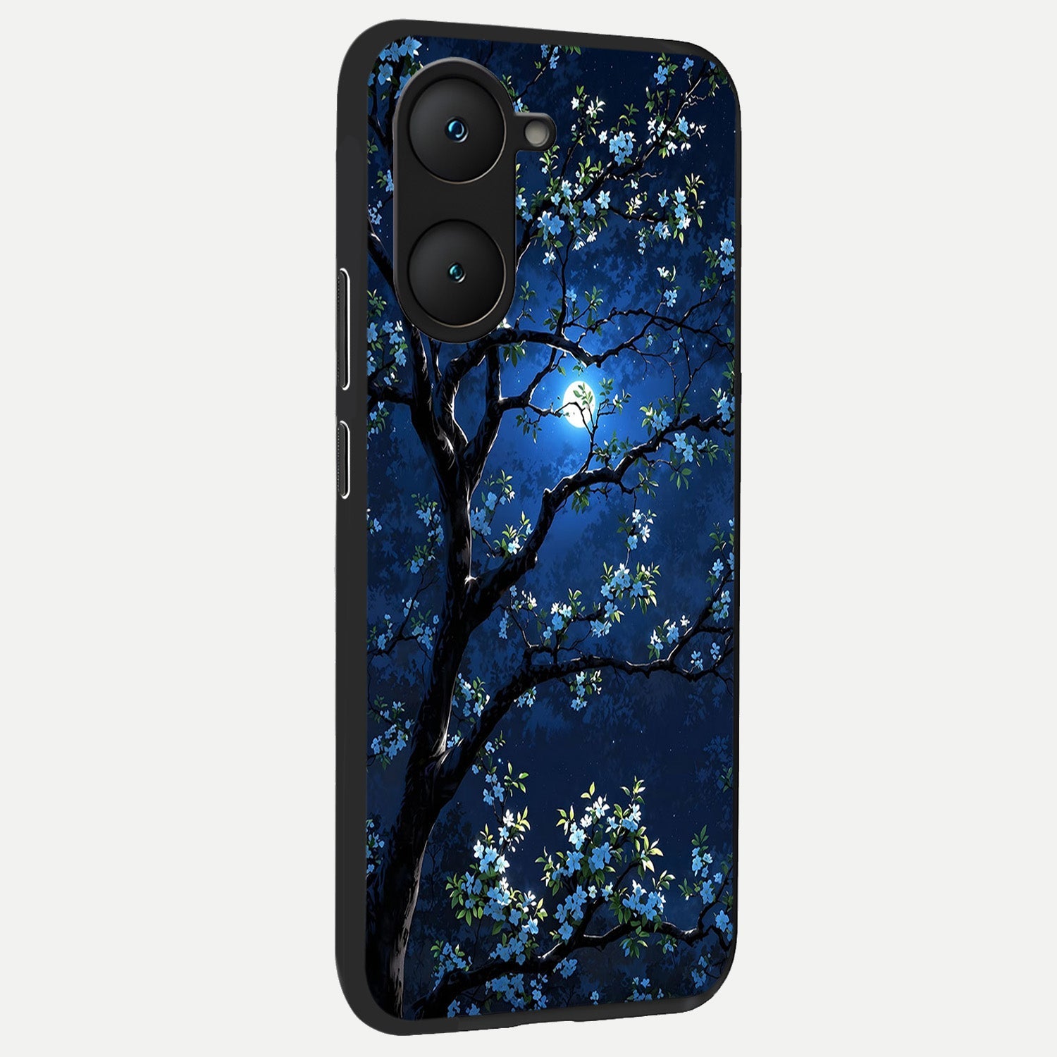  Mystic Floral Night back cover for iQOO Z9 lite slim fit glass case with vibrant aesthetic design