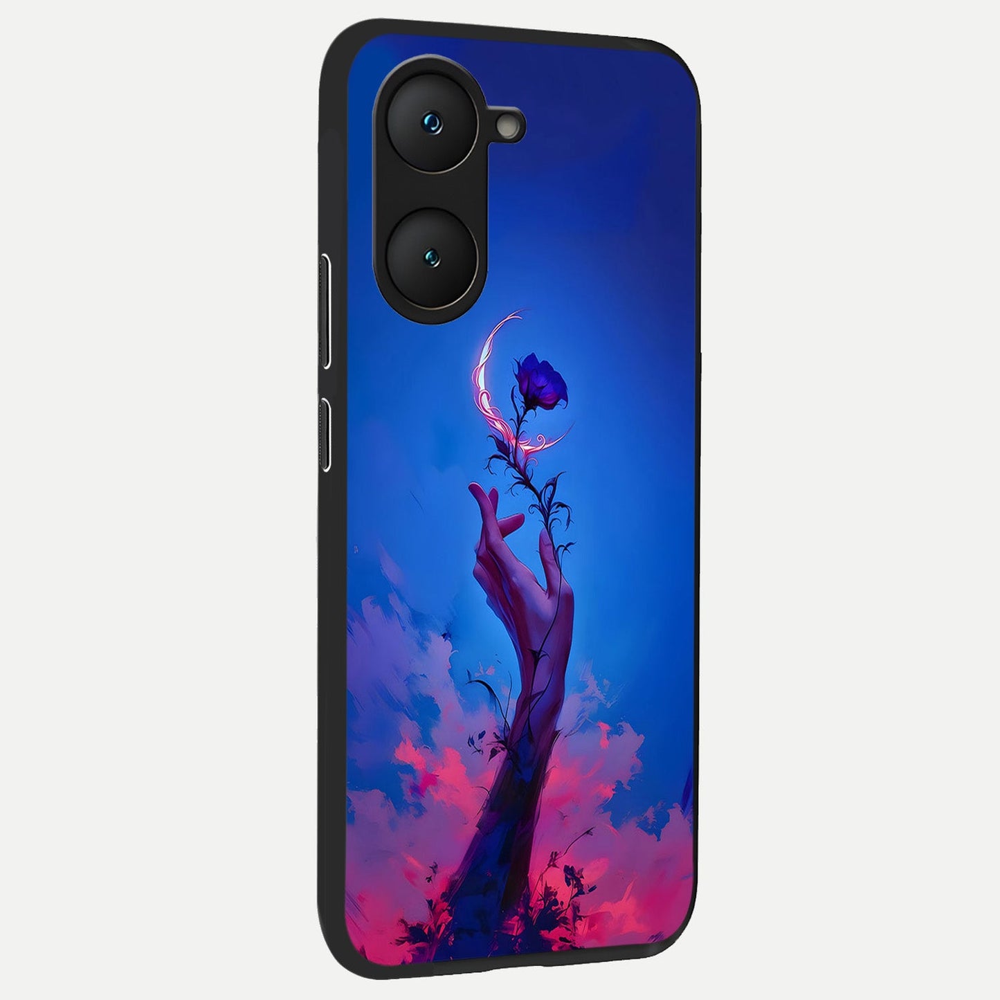  Mystic Hand back cover for iQOO Z9 lite slim fit glass case with vibrant aesthetic design