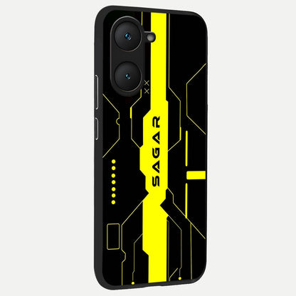  Neon CYBERPUNK Custom Name back cover for iQOO Z9 lite slim fit glass case with vibrant aesthetic design