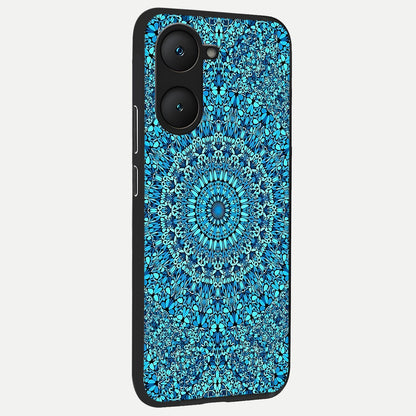  Ocean Bloom Mandala back cover for iQOO Z9 lite slim fit glass case with vibrant aesthetic design