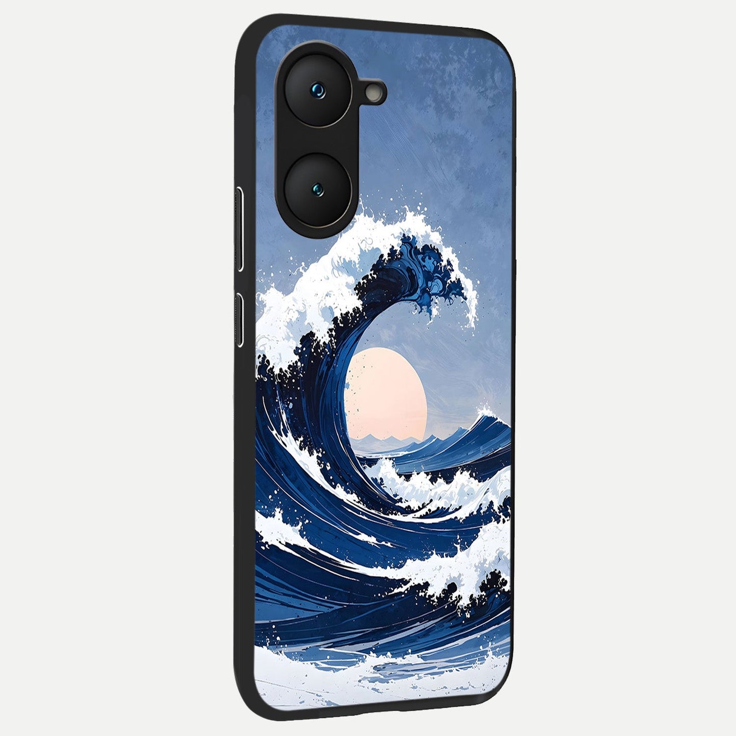  Rising Tide Power back cover for iQOO Z9 lite slim fit glass case with vibrant aesthetic design