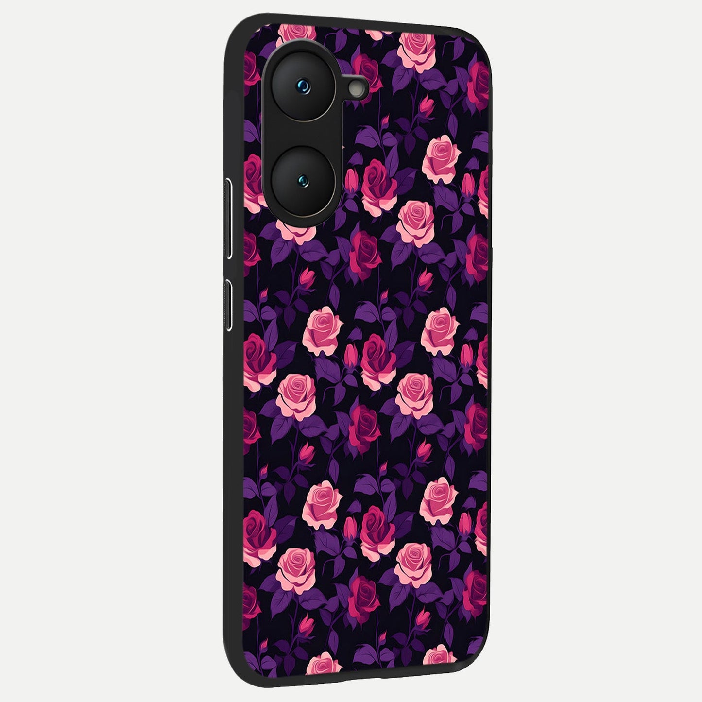  Rose Garden Twilight back cover for iQOO Z9 lite slim fit glass case with vibrant aesthetic design