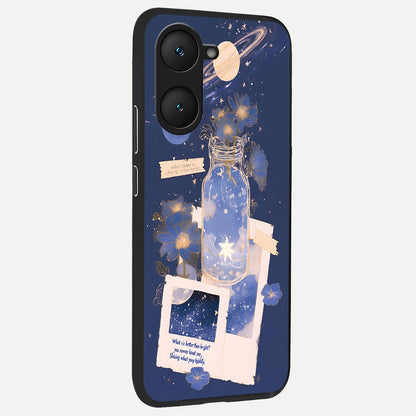  Starlit Cosmic Jar back cover for iQOO Z9 lite slim fit glass case with vibrant aesthetic design