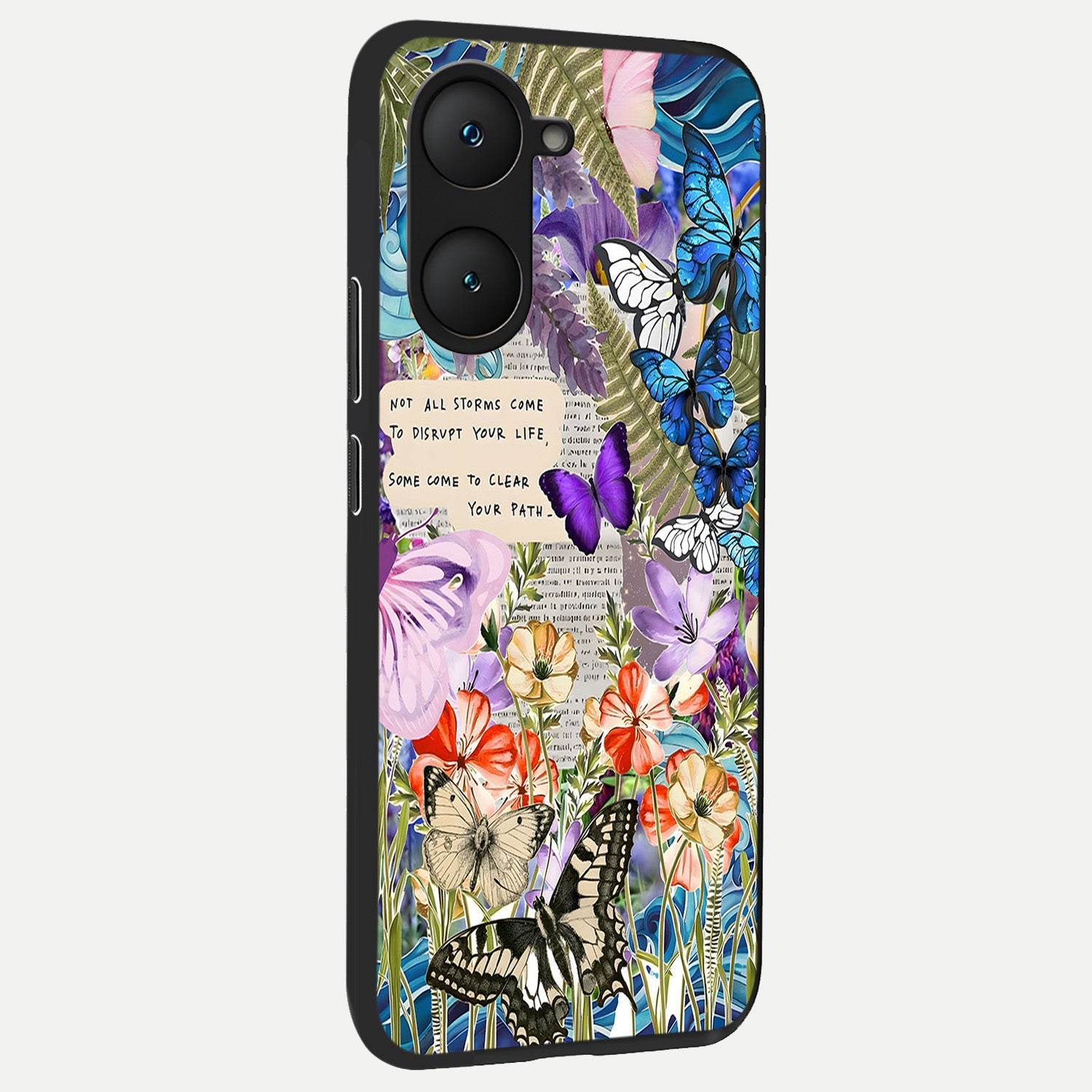 Storm Path Bloom back cover for iQOO Z9 lite slim fit glass case with vibrant aesthetic design