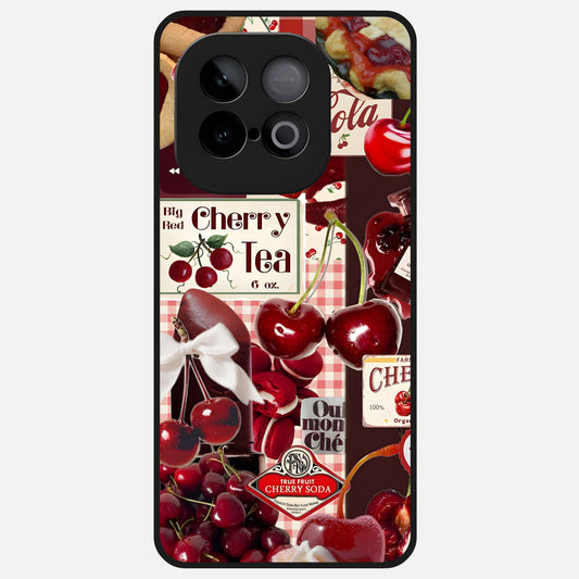  Aesthetic Cherry Tea Glass Case for iQOO Neo 10 back cover – full design glossy printed glass finish