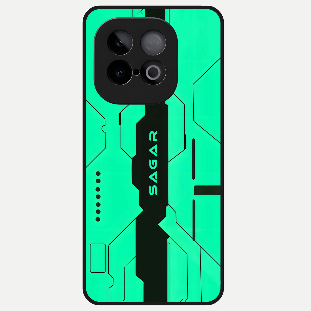  Aqua Tech CYBERPUNK Custom Name Glass Case for iQOO Neo 10 back cover – full design glossy printed glass finish
