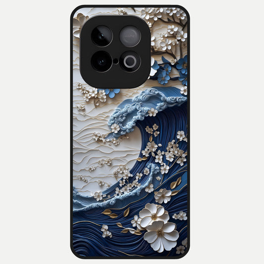  Blossom Wave Art Glass Case for iQOO Neo 10 back cover – full design glossy printed glass finish