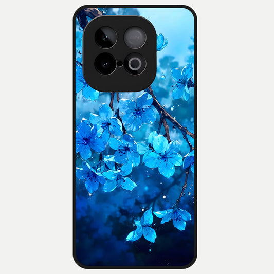  Blue Blossoms Branch Glass Case for iQOO Neo 10 back cover – full design glossy printed glass finish