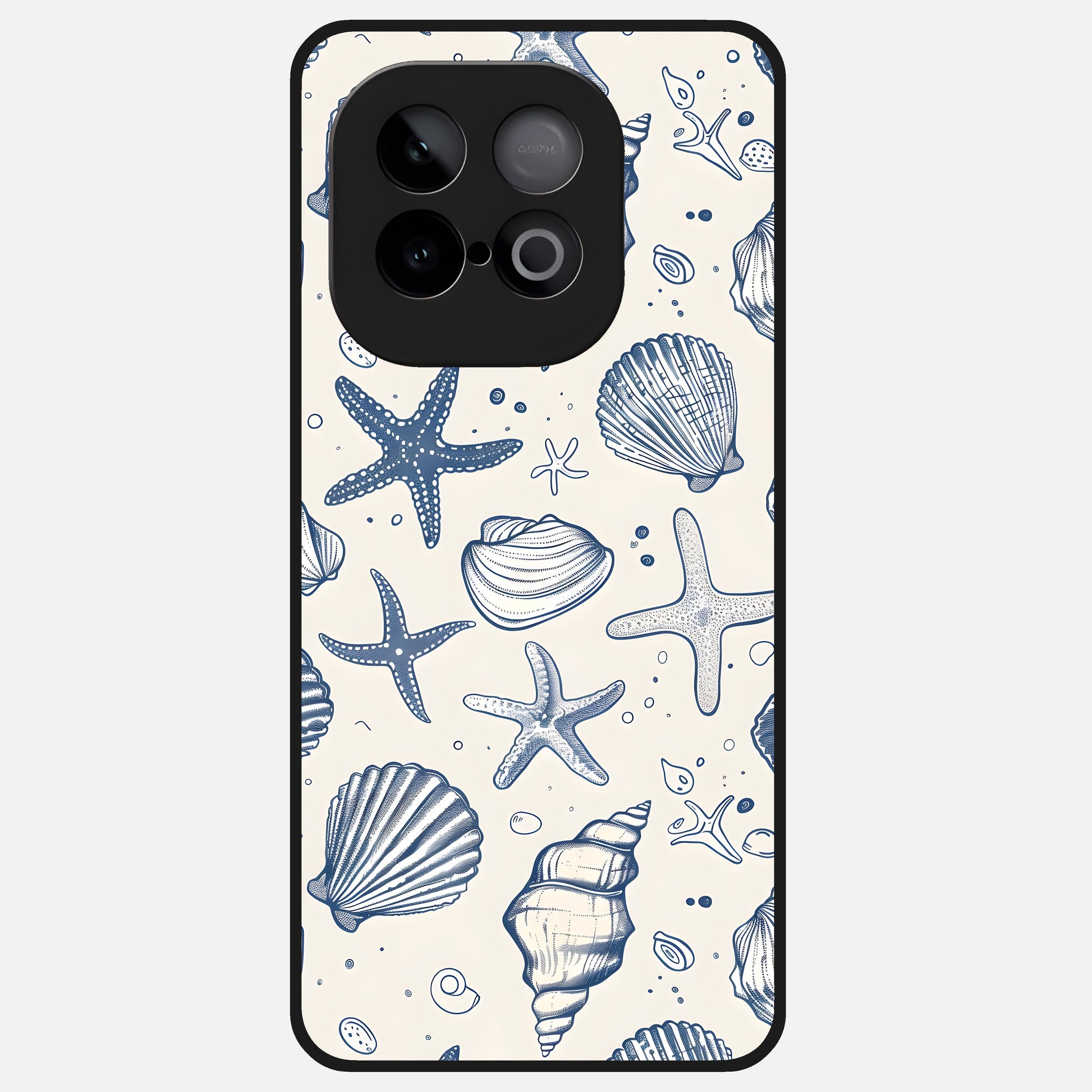  Blue Ocean Outline Glass Case for iQOO Neo 10 back cover – full design glossy printed glass finish